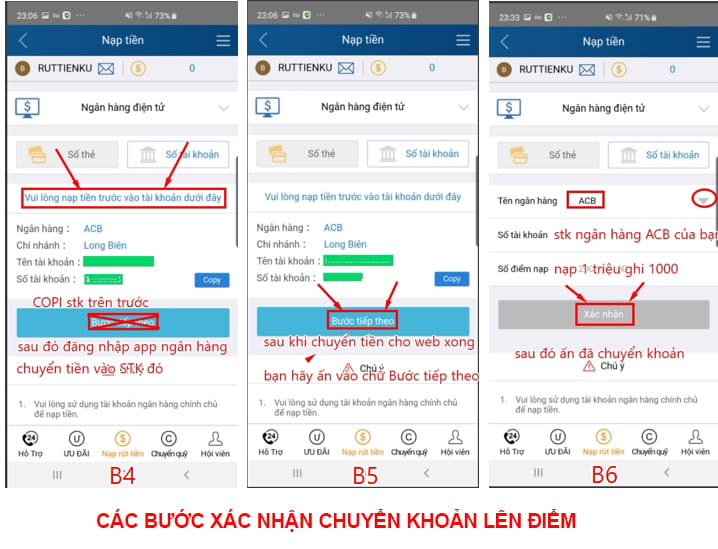 Các bước xác nhận lên điểm tài khoản Kubet