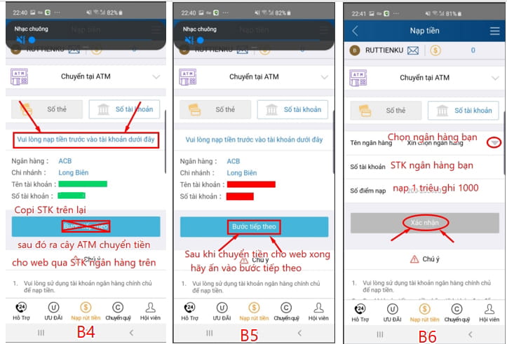 Hướng dẫn xác nhận đã chuyển khoản tại ATM